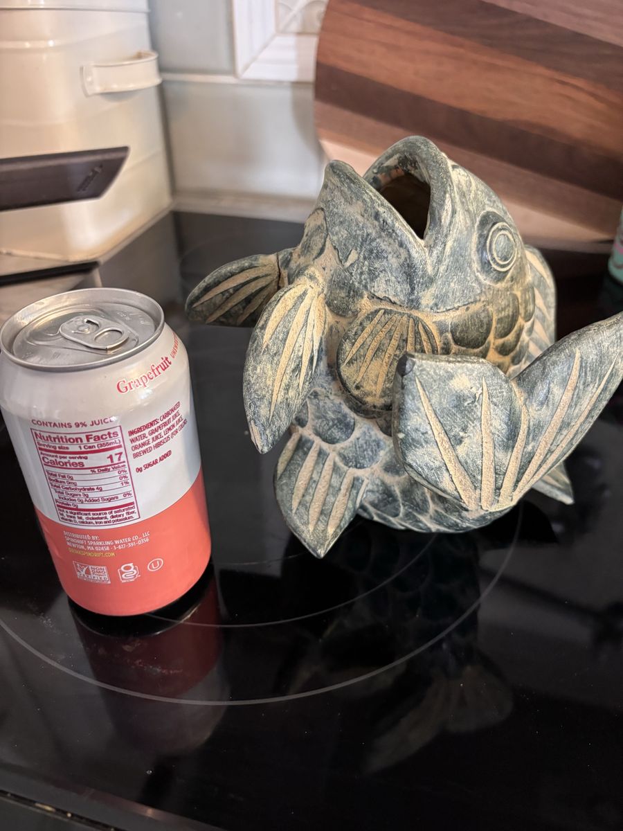 Ceramic fish planter/yard decor 7” tall