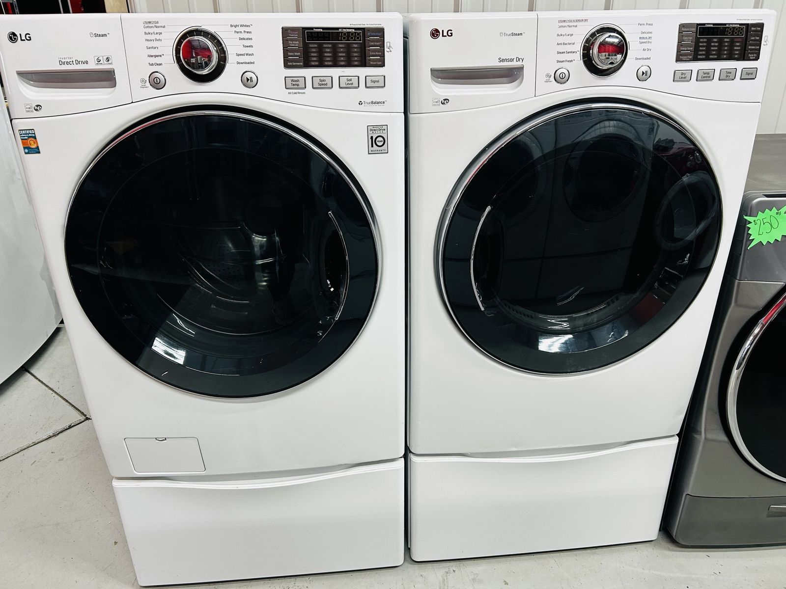 Lg Steam Gas Front Load Set With Peeestals