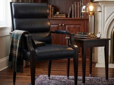 Stunning MCM Style Black Leather Arm Chair