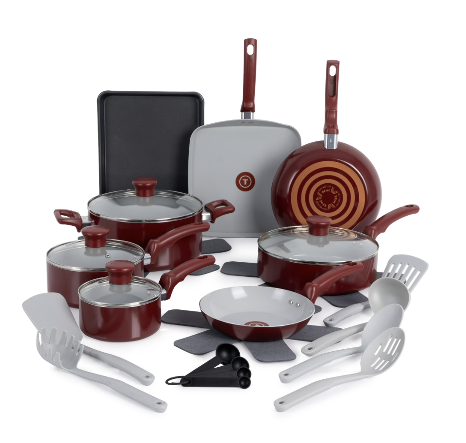 New! T-fal 22 Piece Cookware Set