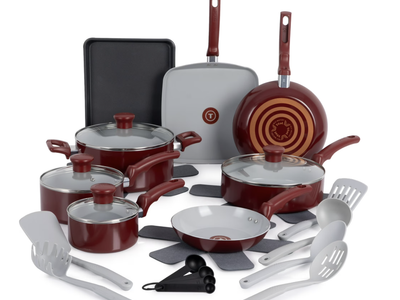 New! T-fal 22 Piece Cookware Set