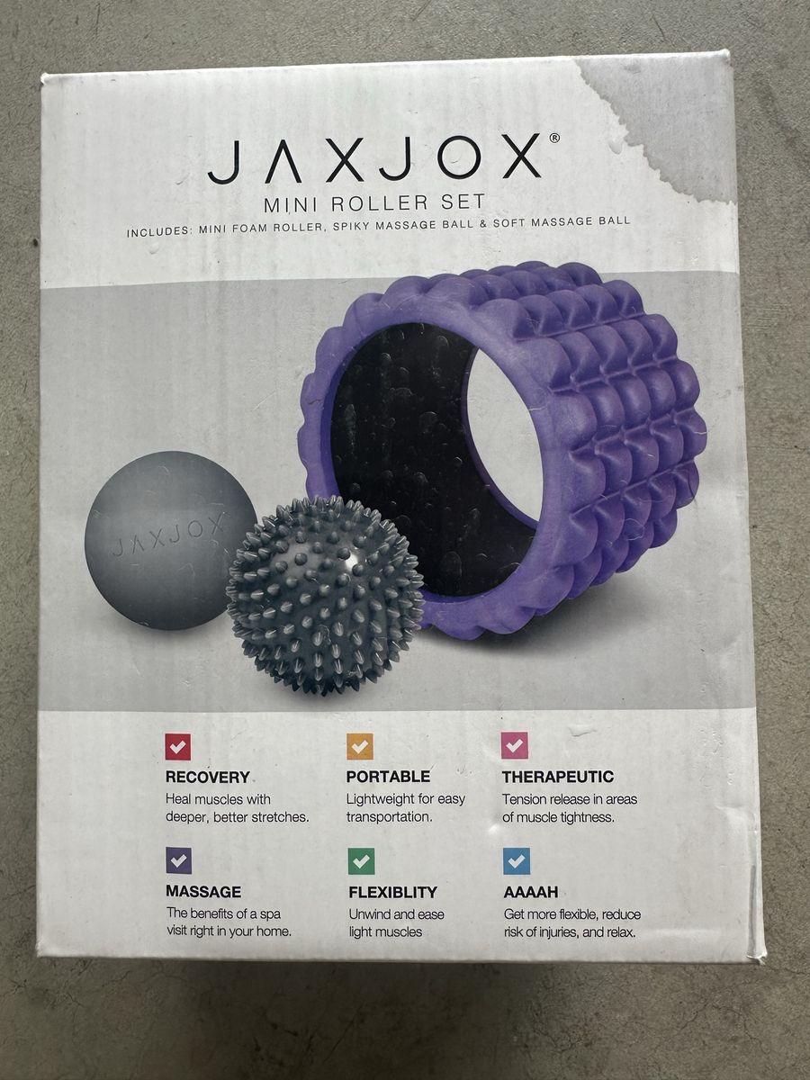 JAXJOX Mini Roller Set - Foam Roller, Spiky Ball, & Soft Ball for Recovery & Flexibility - New