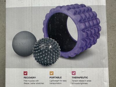 JAXJOX Mini Roller Set - Foam Roller, Spiky Ball, & Soft Ball for Recovery & Flexibility - New