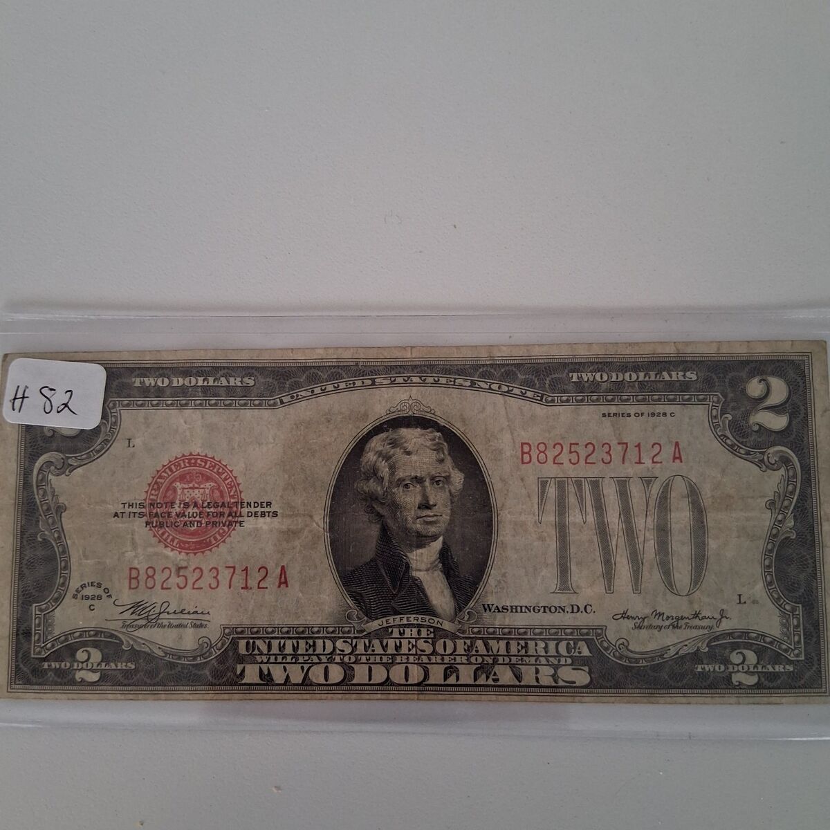 1928 red certificate two Dollar bill