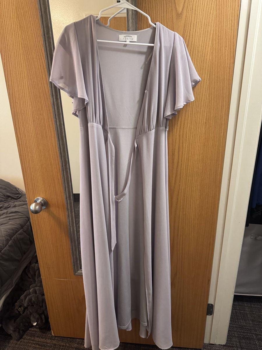 Arbor Women's Size XS Light Purple Flutter Sleeve Wrap Maxi Dress