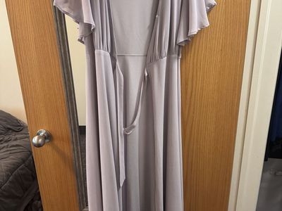 Arbor Women's Size XS Light Purple Flutter Sleeve Wrap Maxi Dress