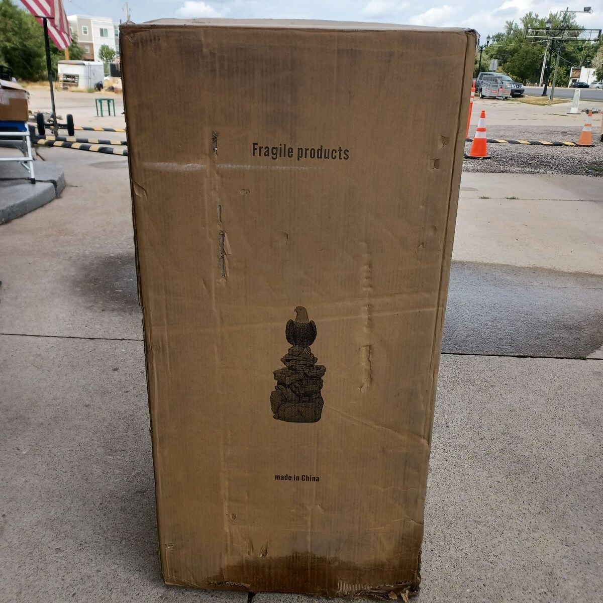 bald eagle statue outdoor fountain