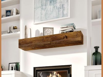 NEW 48x8x5 Floating Fireplace Mantel - Natural Wood Mantles for Over Fireplace - Handcrafted Mantel Farmhouse Floating Shelf