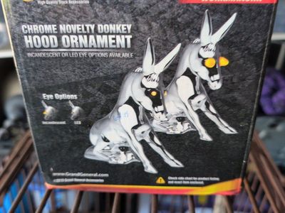 Grand General Chrome Novelty Donkey Hood Ornament - Incandescent/LED Eye Options