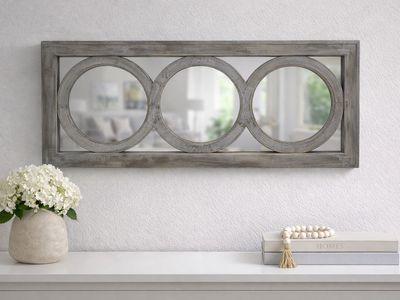 Distressed Wood Framed Wall Mirror