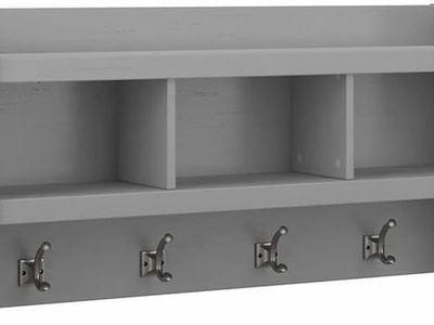 NEW Beautiful Gray Wall-Mounted Entryway Organizer Coat Rack