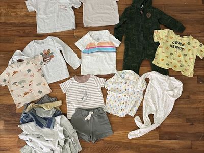 Mixed Brand Baby Boy's Clothing Lot - Bodysuits, Shirts, Shorts, Zip-Up - 6m-18m