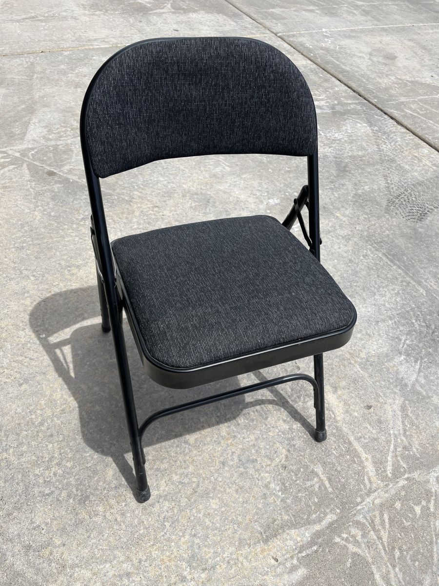 Black Fabric Upholstered Folding Chair - Portable & Space-Saving