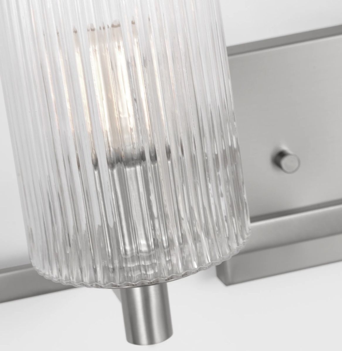 Generation lighting Lando 4-Light Brushed Nickel Vanity Light with Ribbed Glass Shades