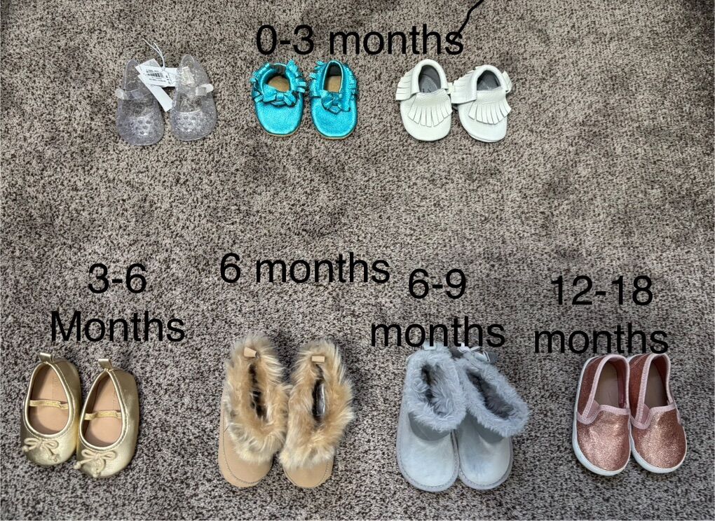 Infant/toddler Girl Shoes- Size 0-3 Months Thru 7