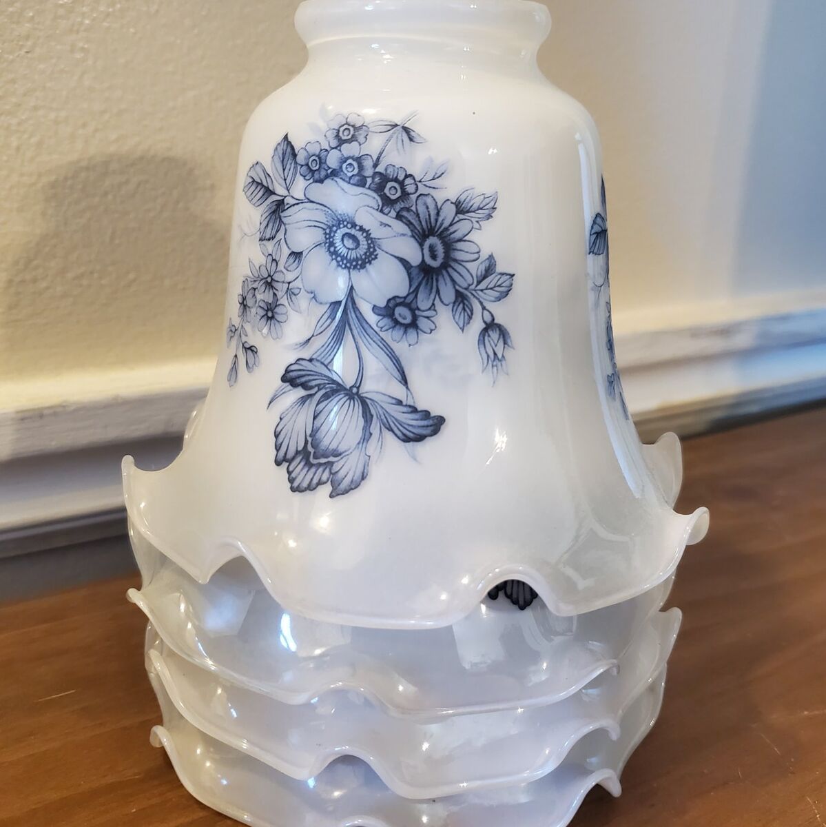 Four Vintage Milk Glass Tulip Lamp Shades