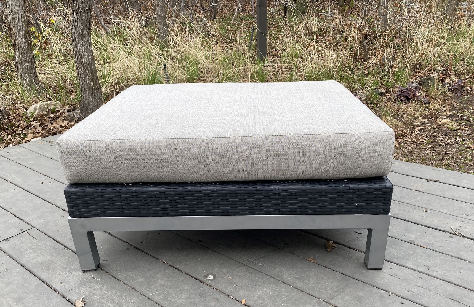 NEW Sonax Beach Grove River Rock Weave Ottoman - Outdoor Deck - Like Crate & Barrel