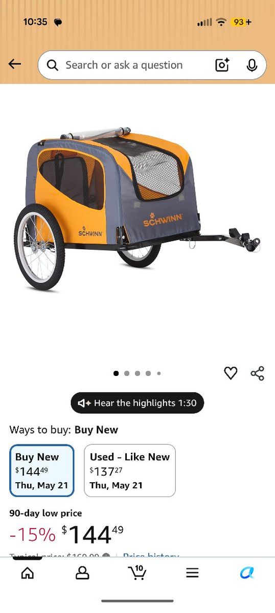 Schwinn pet bike trailer