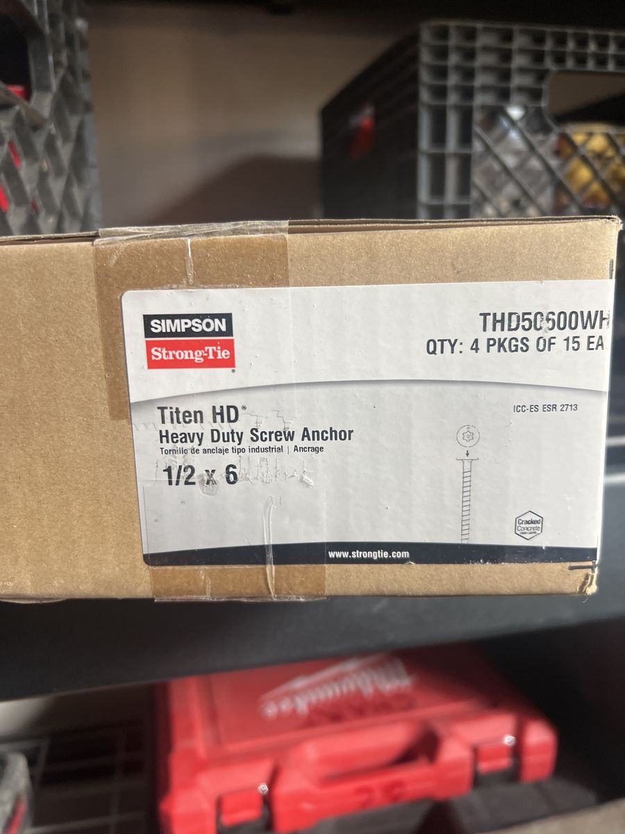 Simpson Strong-Tie THD50600WH Titen HD 1/2" x 6" Washer Head Heavy Duty Screw Anchor (4x15 pk)