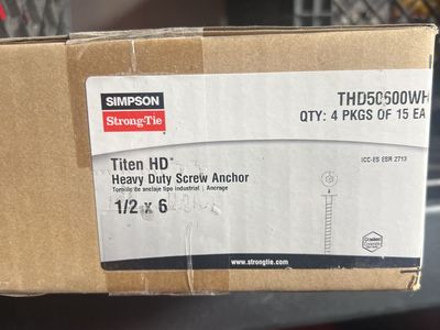 Simpson Strong-Tie THD50600WH Titen HD 1/2" x 6" Washer Head Heavy Duty Screw Anchor (4x15 pk)