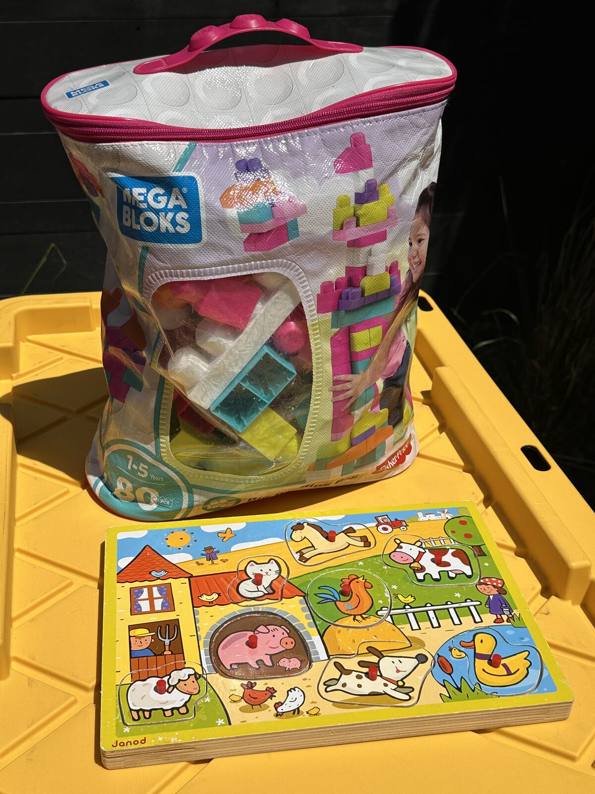 Mega Bloks Big Building Bag plus a puzzle. Kidds, Toddlers