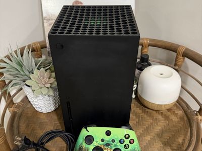 Microsoft Xbox Series X Console with Custom Green Controller and Power Cable