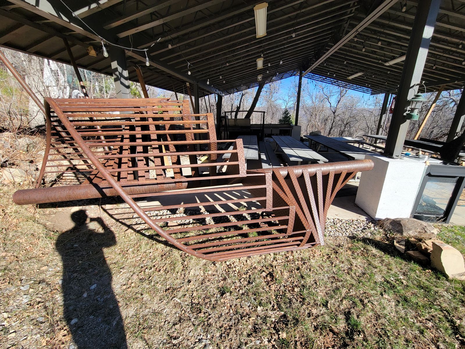 Dual sided gas log fireplace