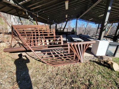 Dual sided gas log fireplace