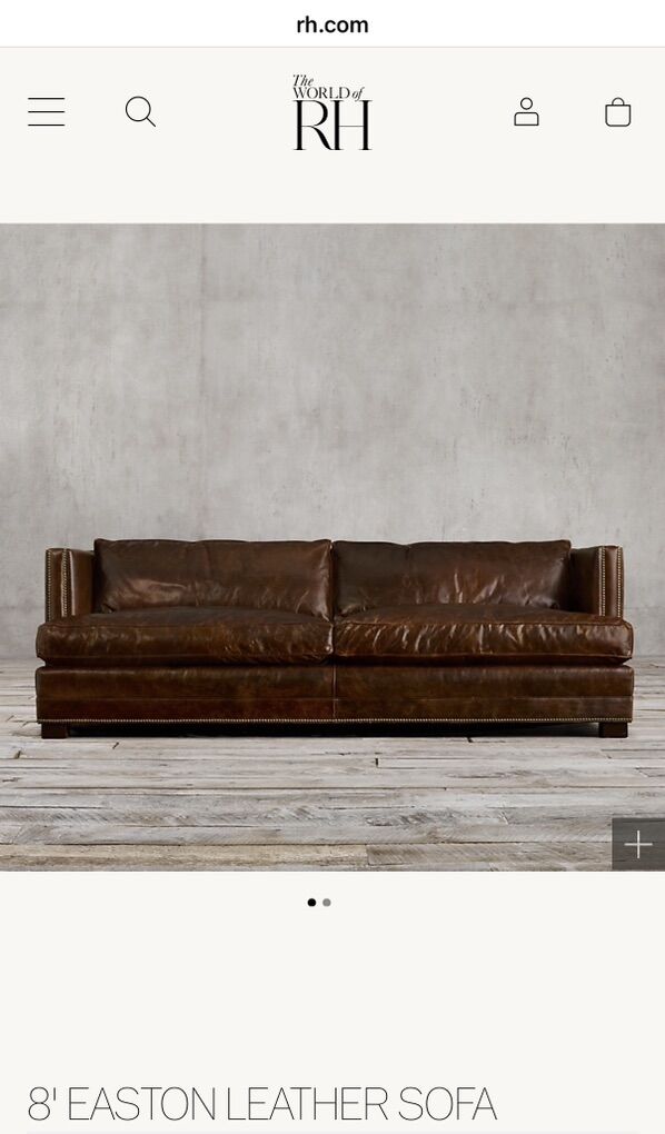 Restoration Hardware RH 8 Foot Easton Leather Sofa