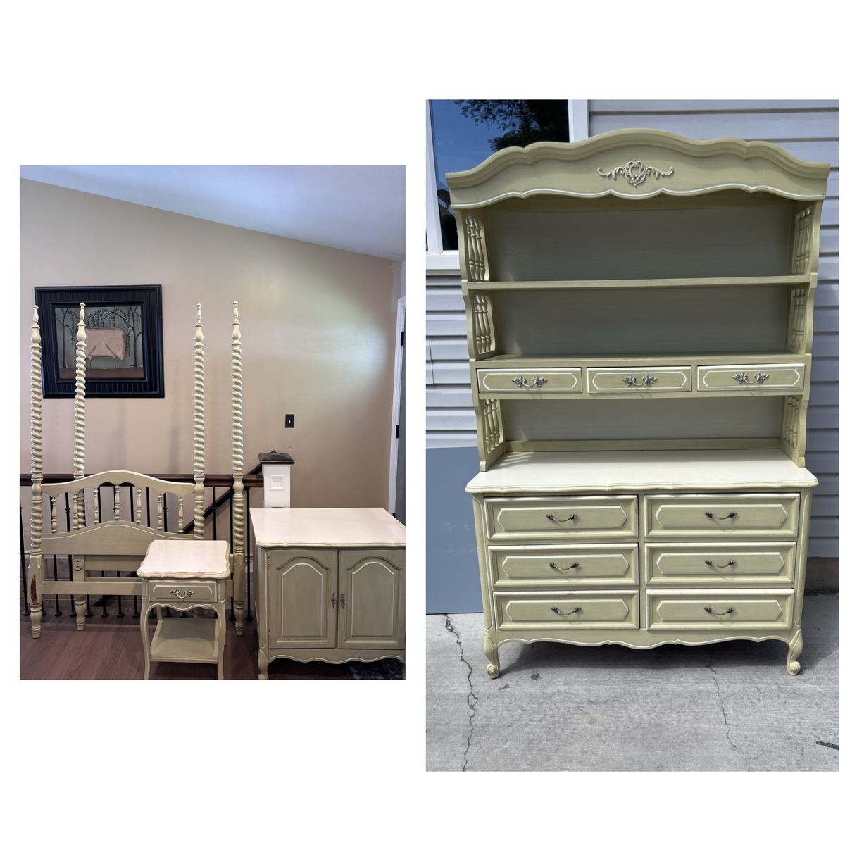 Beautiful French Provincial Vintage Twin Bedroom Set 