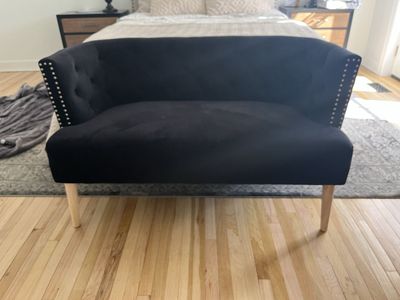 Small black leather couch