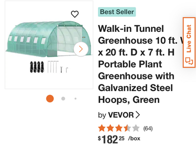 10x20 green house old canvas only
