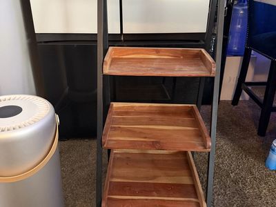 Industrial Metal and Wood 4-Tier Ladder Shelf Display Unit