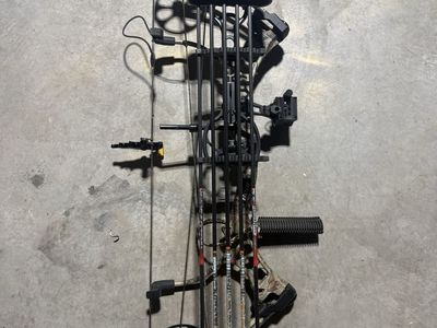 Bear Archery Compound Bow Setup with Quiver, Sight, Rest, and Arrows