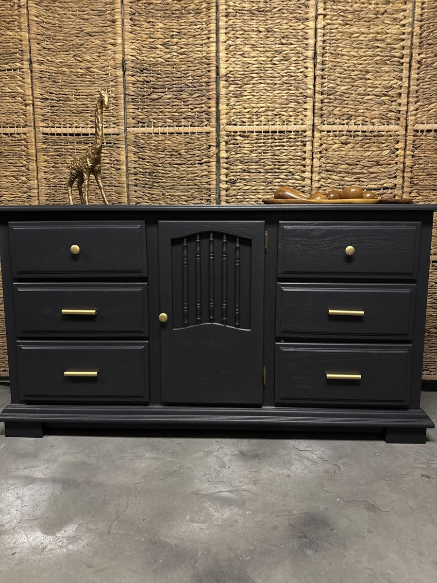 Black solid wood dresser