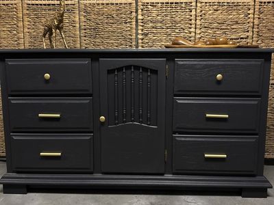 Black solid wood dresser
