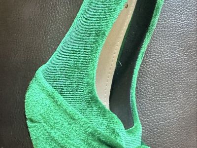 BIGTREE Green Velvet Pointed Toe High Heel Pumps Knot Accent Size 8