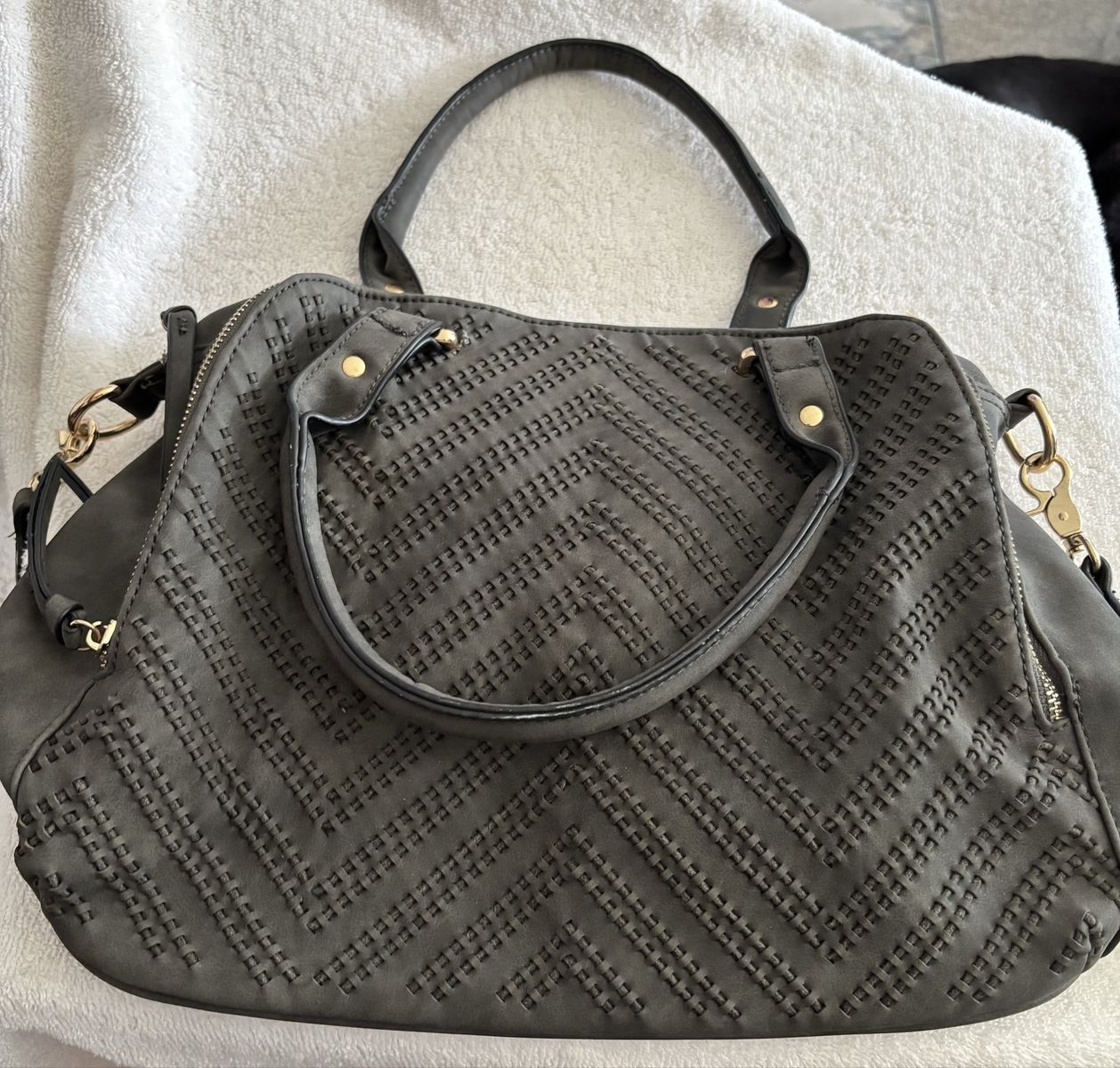 Torrid Grey Perforated Chevron Satchel Handbag Crossbody