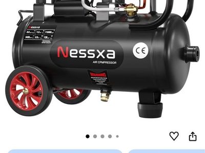 Nessxa 8-Gallon Quiet Air Compressor - 1.5HP, Oil-Free for Car Repair, Painting, Woodwork Nailing