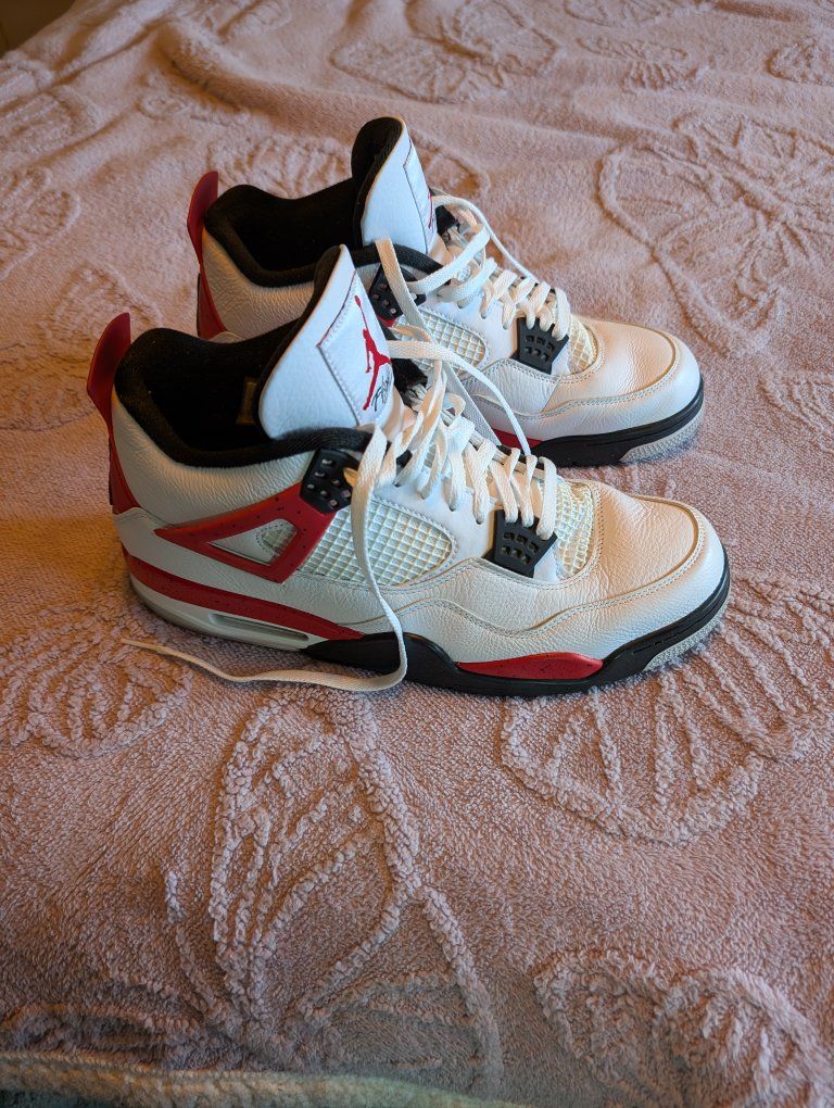 Air Jordan 4 Retro Fire Red (2020) White/Fire Red-Black-Tech Grey Men's Size 13 Basketball Shoes