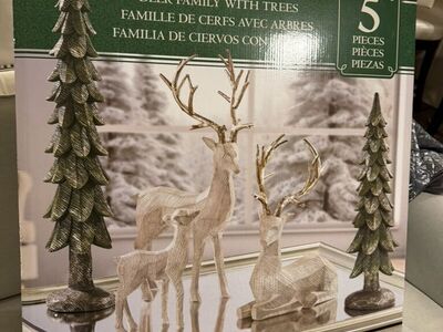 Deer Family With Trees Chirstamas