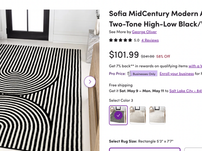 Arch Stripe Two-Tone High-Low Black/White Rug