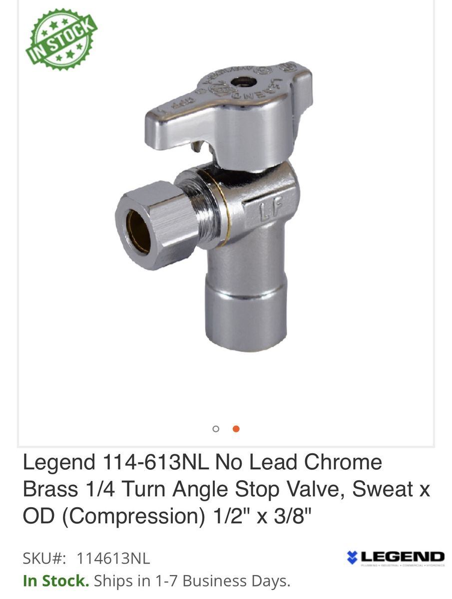 NEW! 1/4 Turn Angle Brass Stop Valve