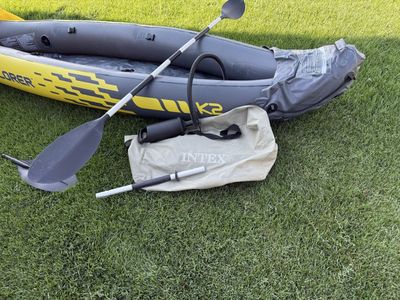 Intex Explorer K2 2-Person Inflatable Kayak with Oars, Pump, and Storage Bag