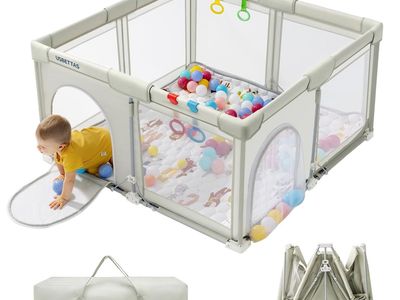 USBETTAS Baby Playpen with Mat, Large Toddler Playard Indoor Outdoor, Activity Center with Gate