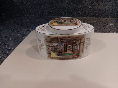 Vintage Oval Ceramic Tea Canister Made in England