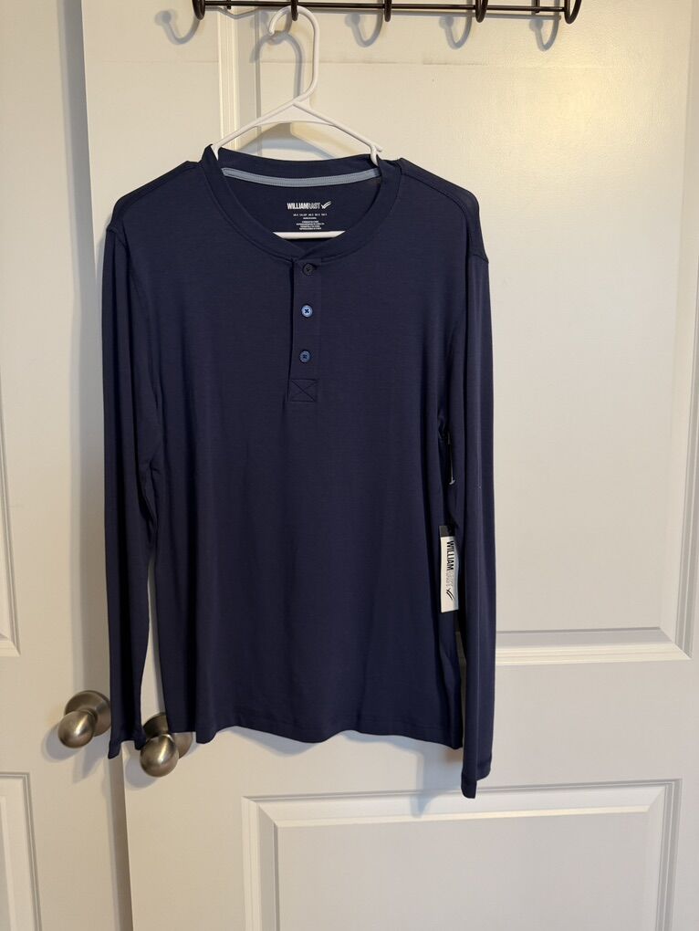 NWT William Rast Mens LS Henley Size S Navy