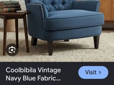 2 cute blue chairs. Great condition no smoking. yes dogs but no damage, discoloration etc.