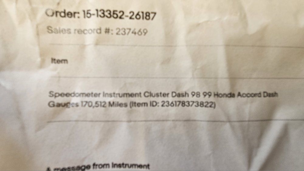 98 99 honda accord instrument cluster