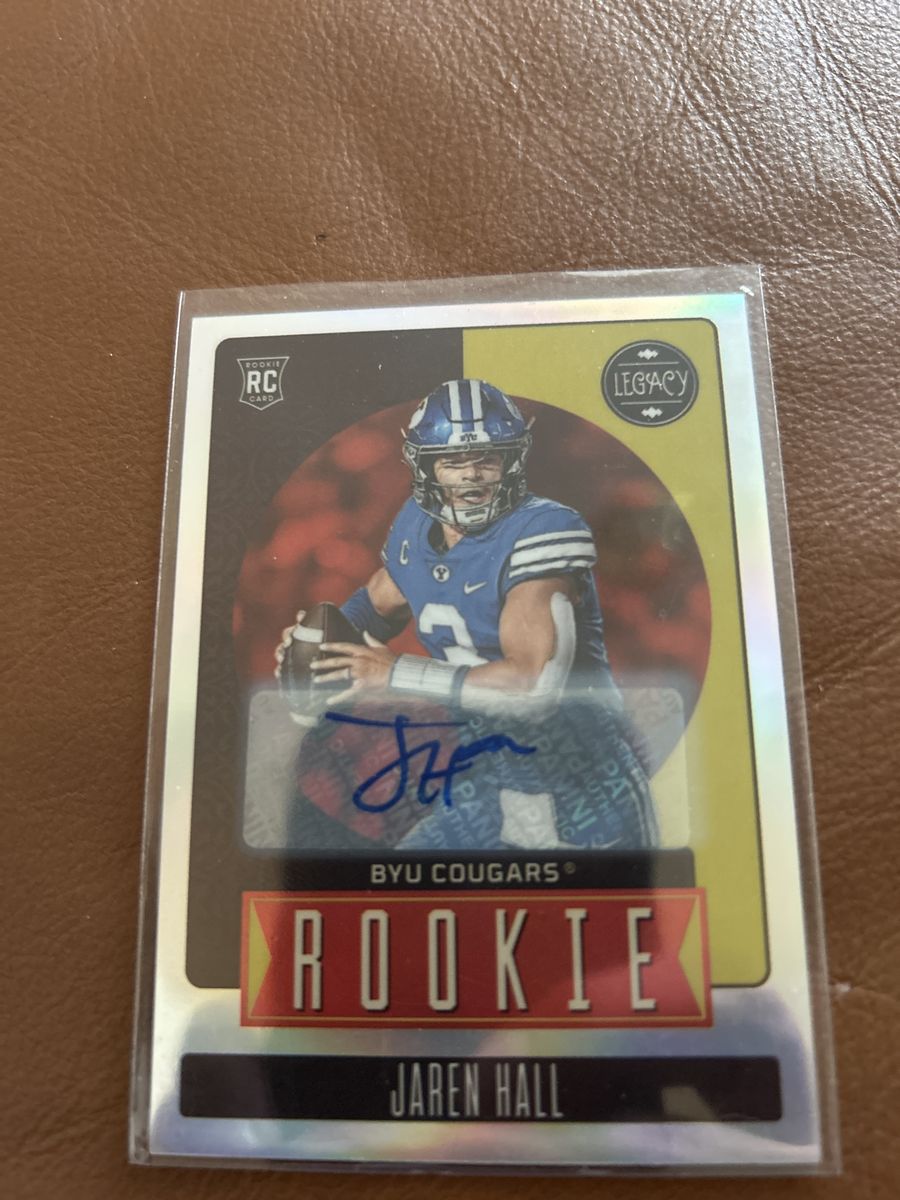 Jaren Hall 2023 Panini Legacy Rookie Autograph BYU Cougars RC Football Card